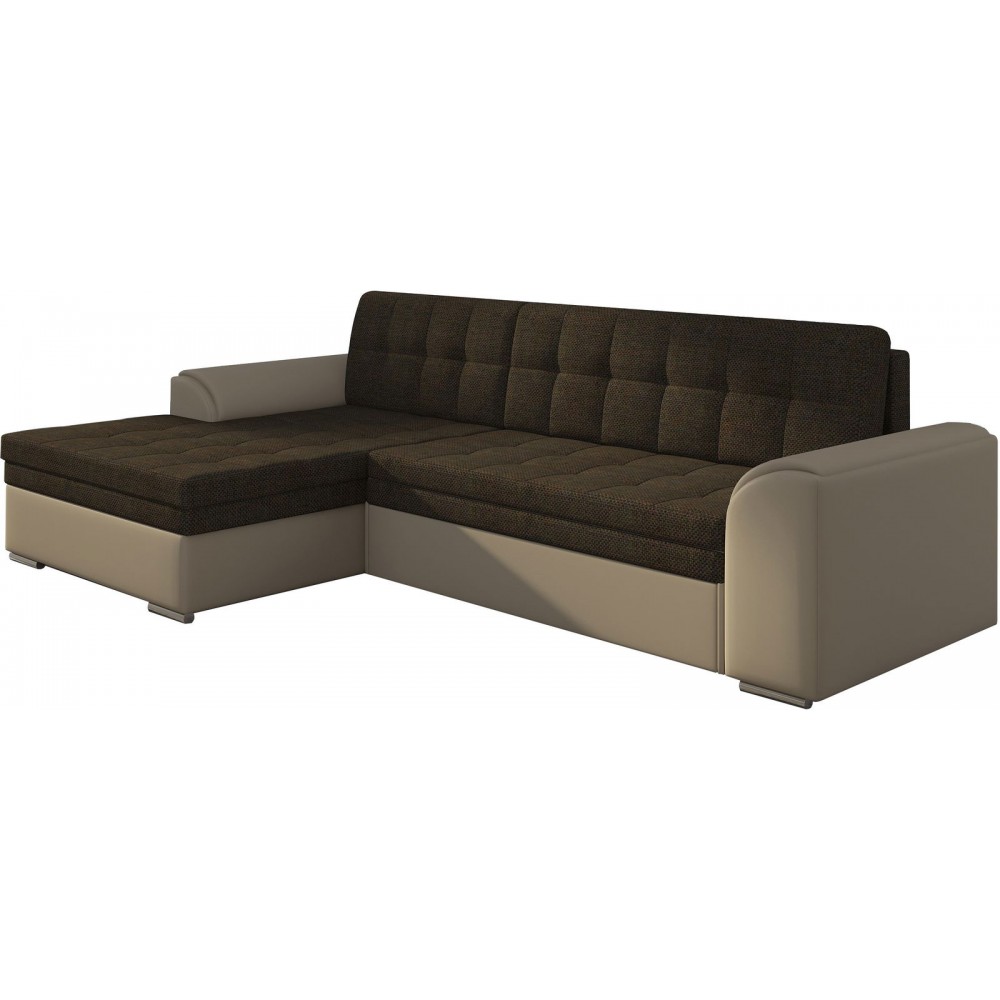 Γωνιακός καναπές Comfort-Αριστερή-Μπεζ - Καφέ