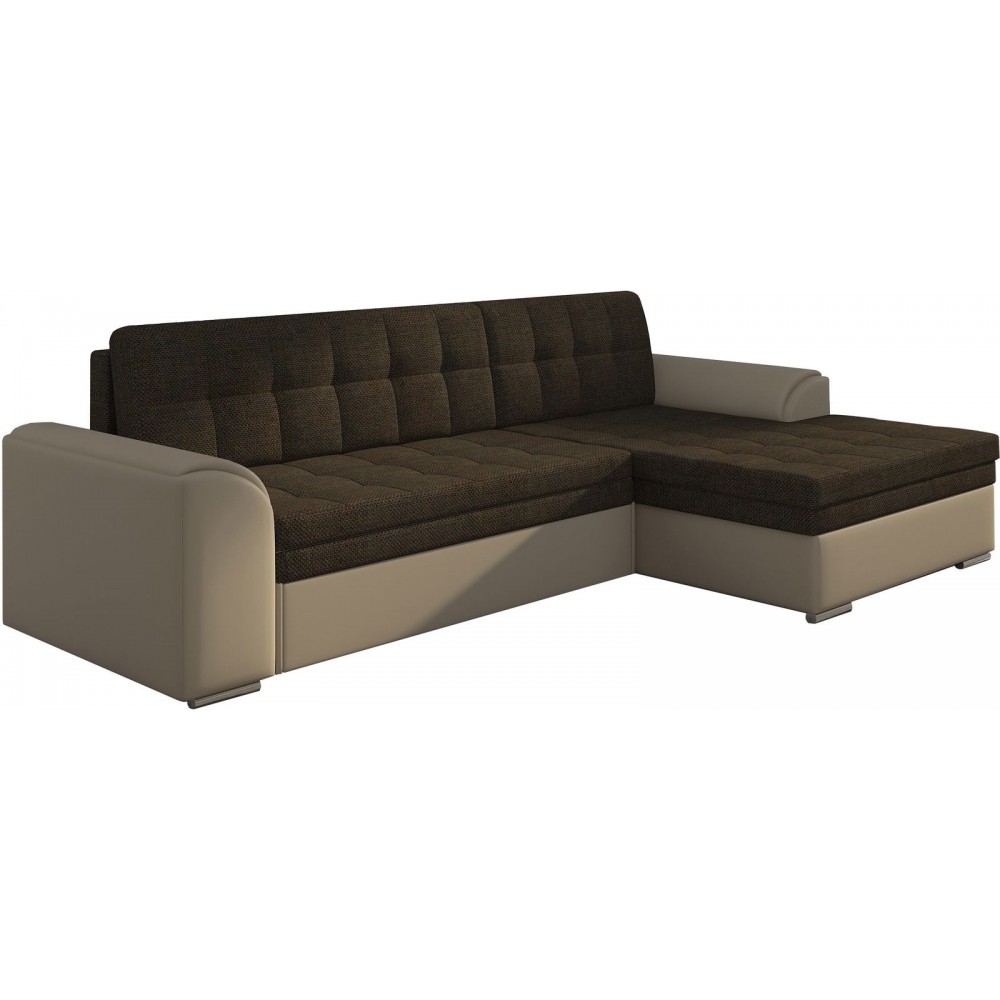 Γωνιακός καναπές Comfort-Δεξιά-Μπεζ - Καφέ