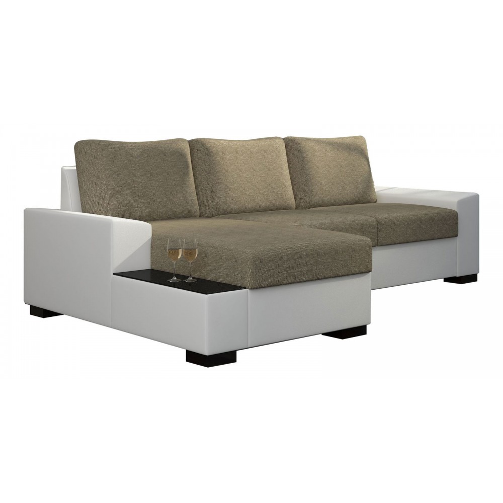 Γωνιακός καναπές Nero-Αριστερή-Λευκό - Μπεζ