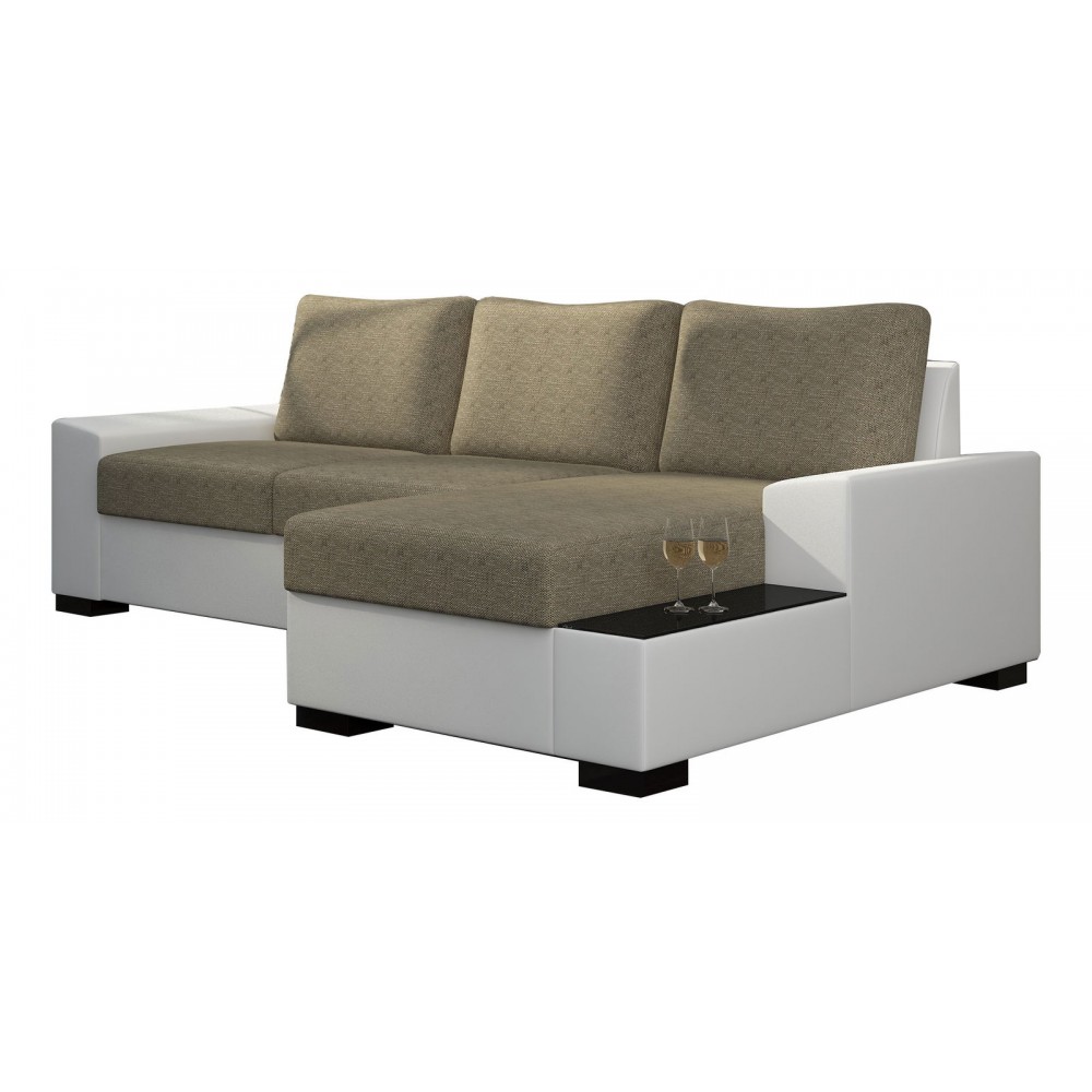 Γωνιακός καναπές Nero-Δεξιά-Λευκό - Μπεζ
