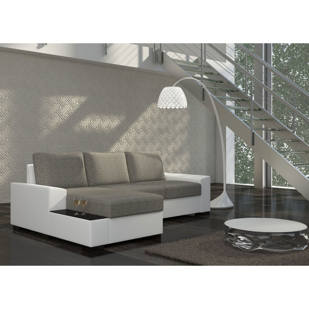 Γωνιακός καναπές Nero-Αριστερή-Λευκό - Γκρι