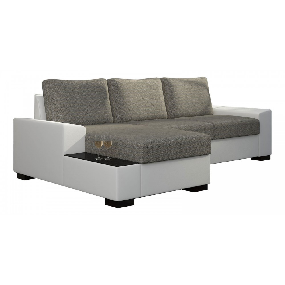 Γωνιακός καναπές Nero-Αριστερή-Λευκό - Γκρι