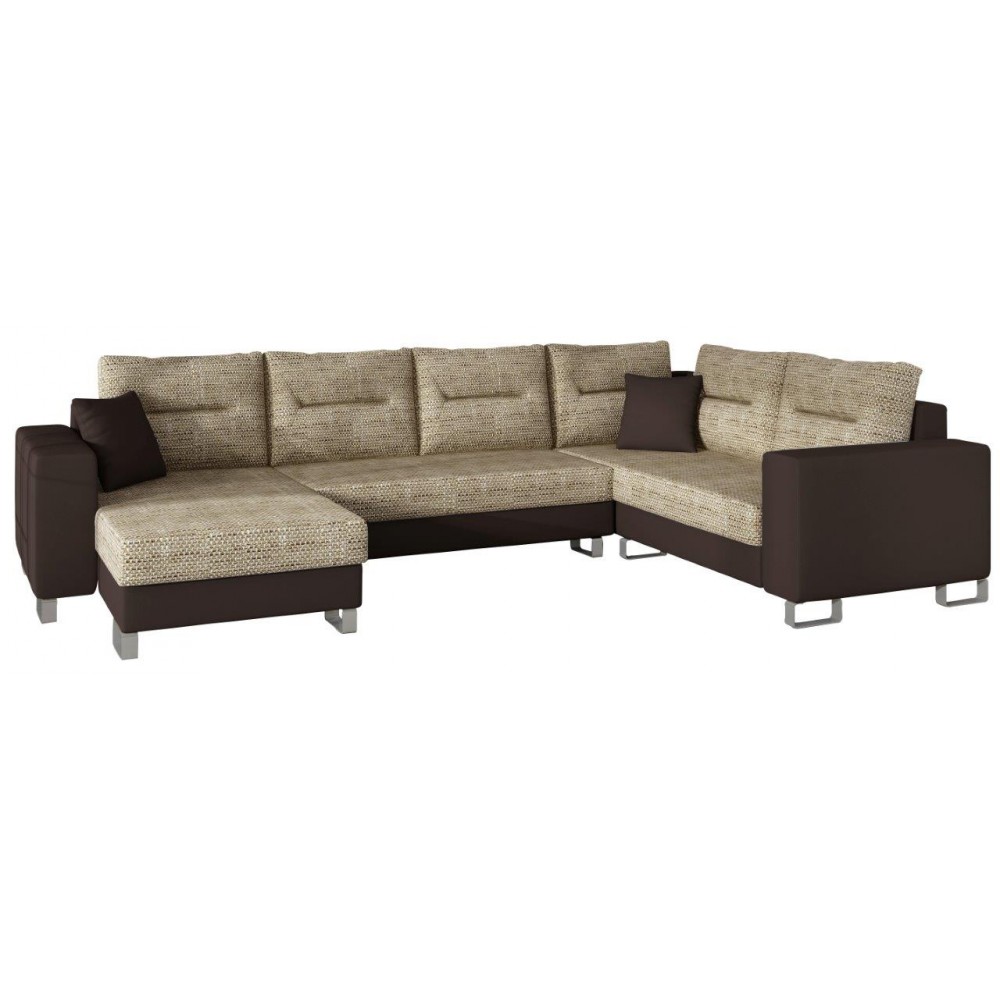 Γωνιακός καναπές Adoro-Αριστερή-Μπεζ - Καφέ