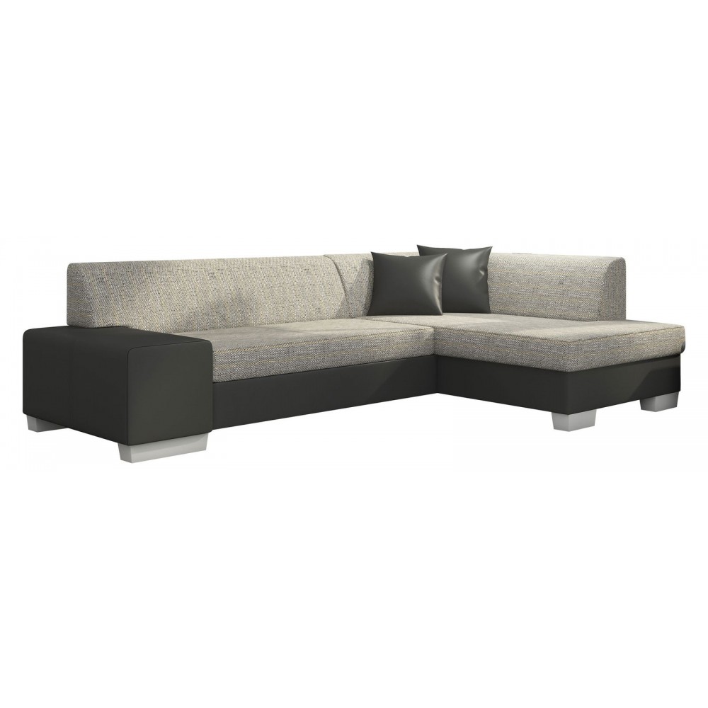 Γωνιακός καναπές Firminio-Δεξιά-Γκρι-Μαύρο