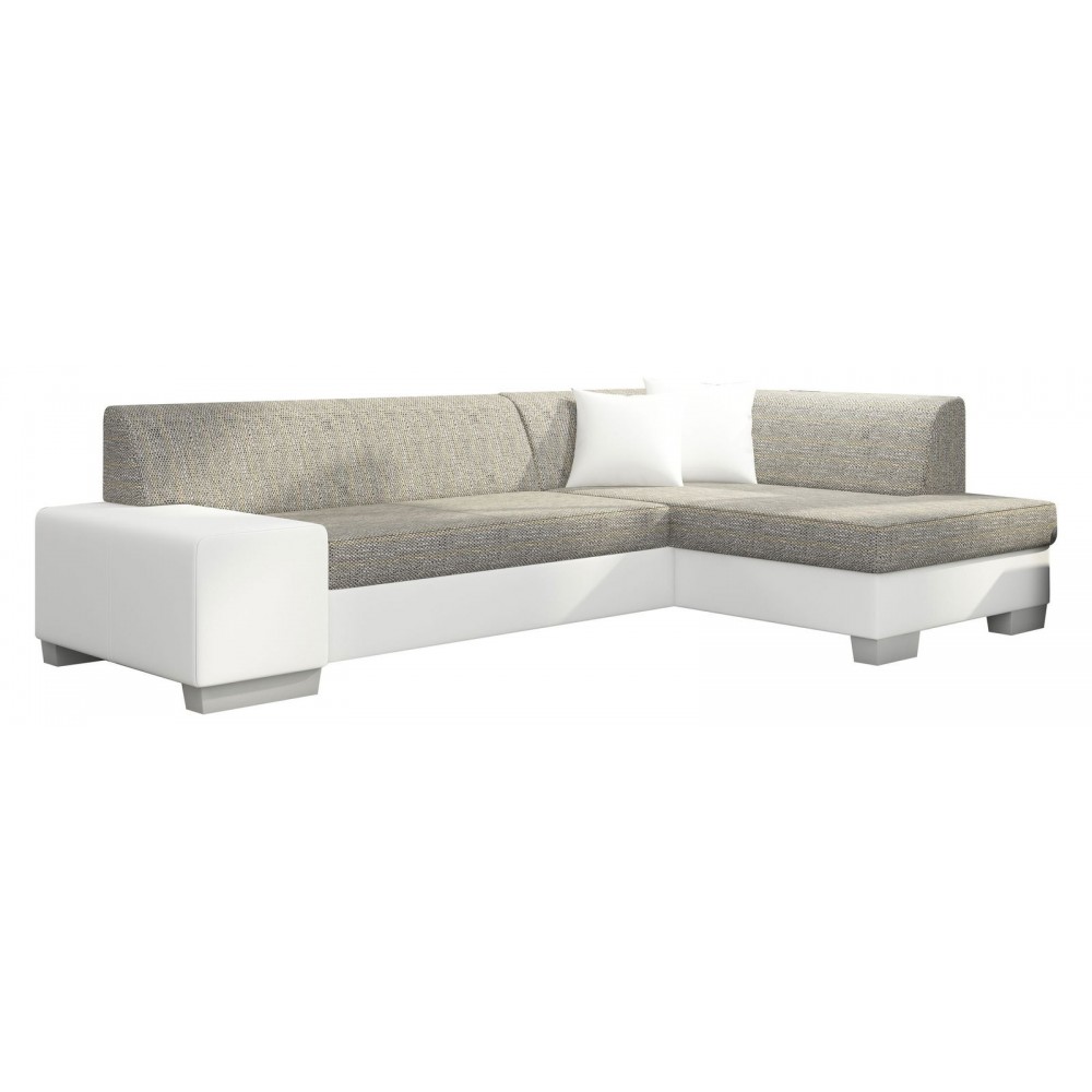 Γωνιακός καναπές Firminio-Δεξιά-Λευκό - Γκρι