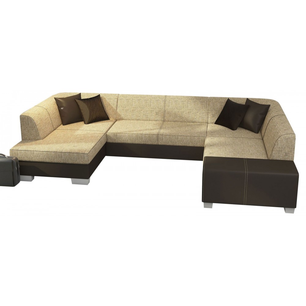 Γωνιακός καναπές Cuba-Αριστερή-Καφέ - Μπεζ