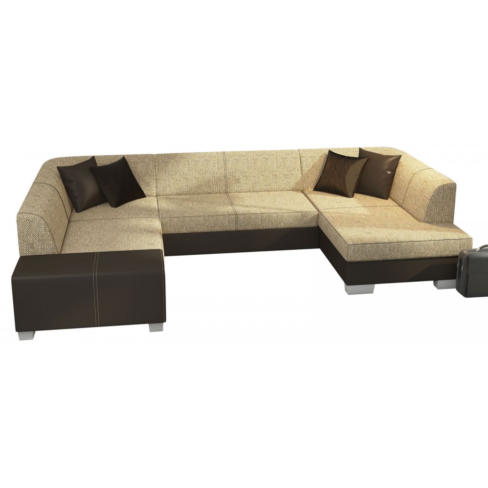 Γωνιακός καναπές Cuba-Δεξιά-Καφέ - Μπεζ