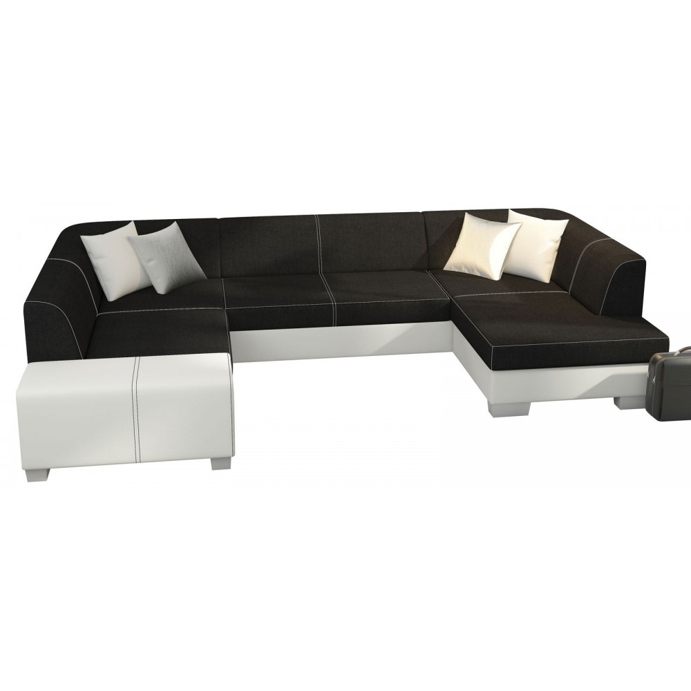 Γωνιακός καναπές Cuba-Δεξιά-Λευκό - Μαύρο