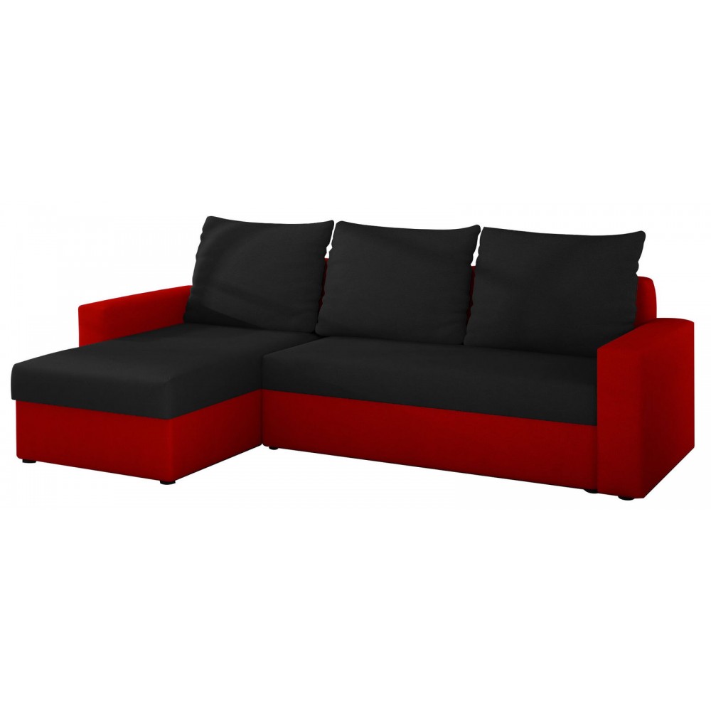 Γωνιακός καναπές Luno-Μαύρο – Κόκκινο