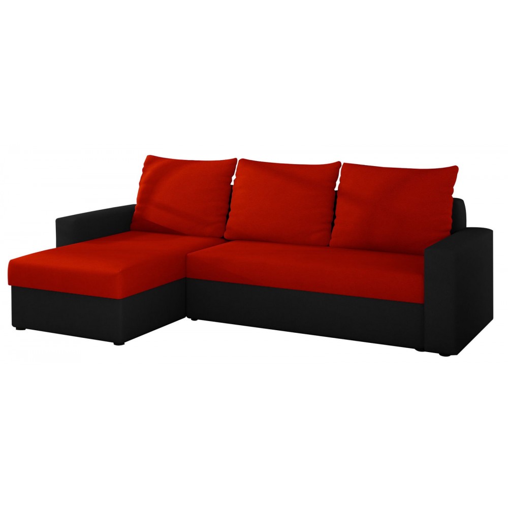 Γωνιακός καναπές Luno-Κόκκινο – Μαύρο