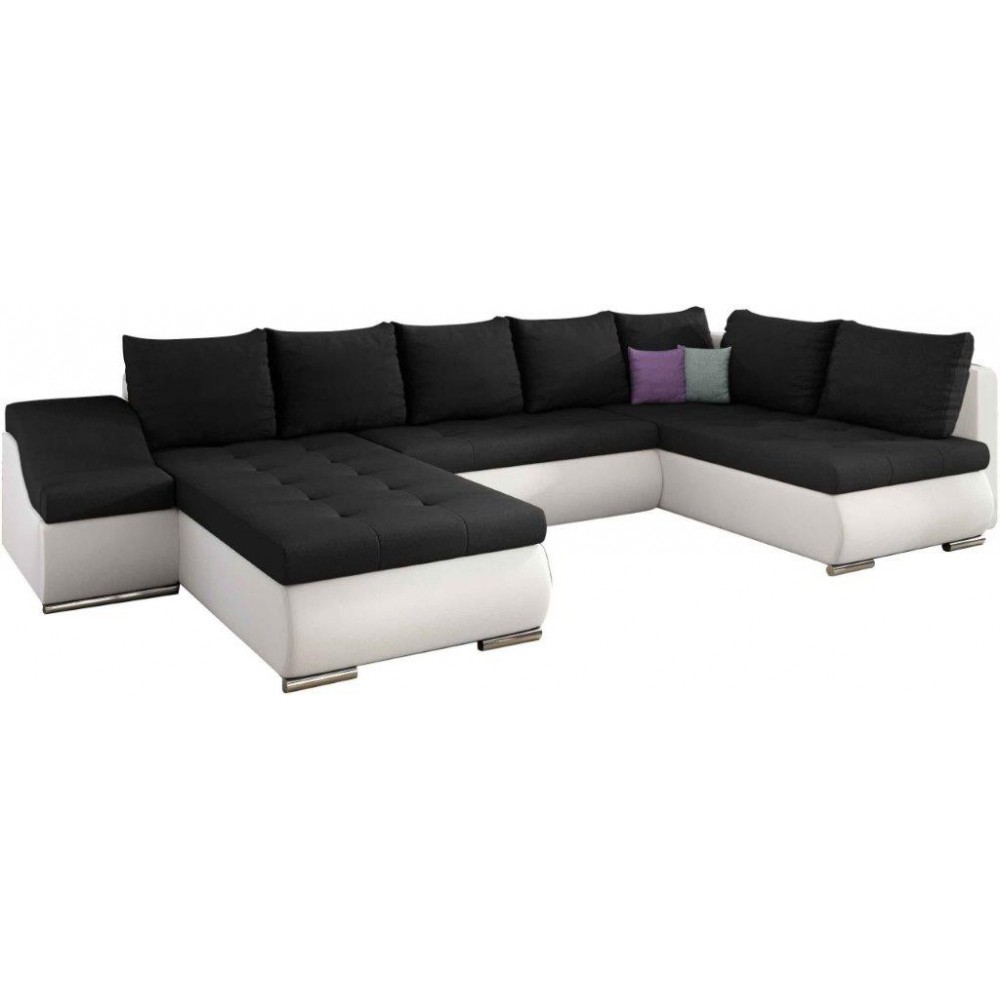 Γωνιακός καναπές Ginny-Αριστερή-Λευκό - Μαύρο