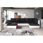 Γωνιακός καναπές Ginny-Αριστερή-Λευκό - Μαύρο