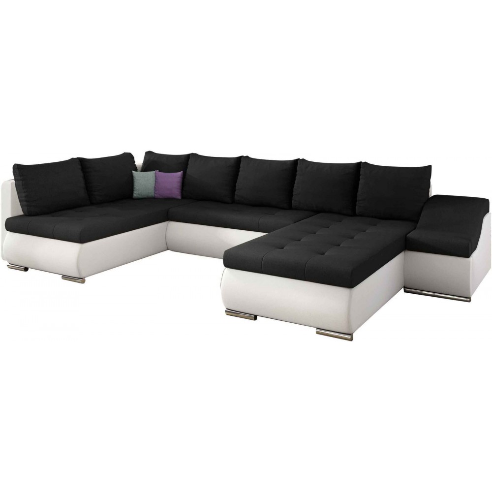 Γωνιακός καναπές Ginny-Δεξιά-Λευκό - Μαύρο