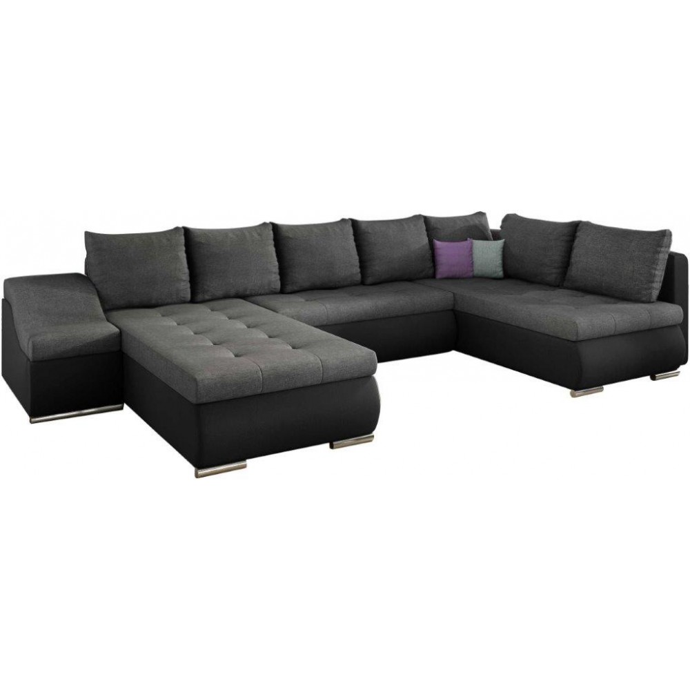 Γωνιακός καναπές Ginny-Αριστερή-Μαύρο - Γκρι