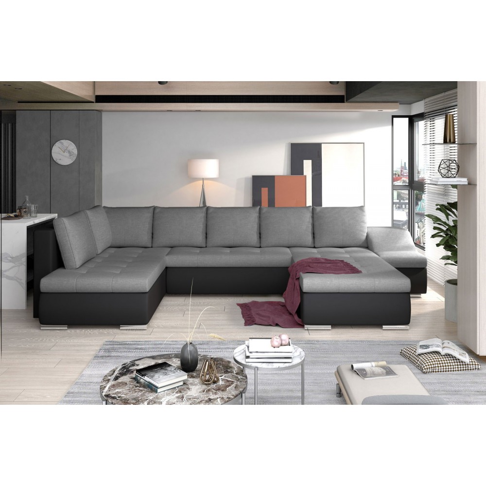 Γωνιακός καναπές Ginny-Δεξιά-Μαύρο - Γκρι