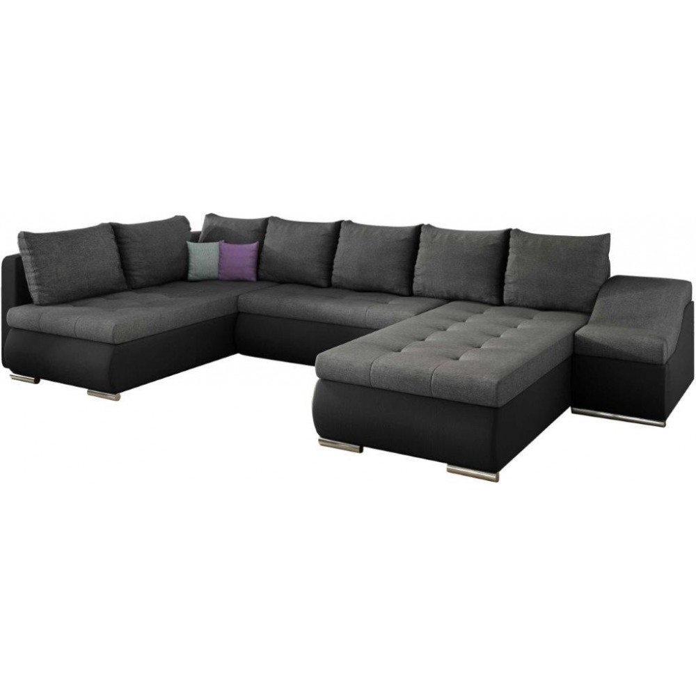 Γωνιακός καναπές Ginny-Δεξιά-Μαύρο - Γκρι