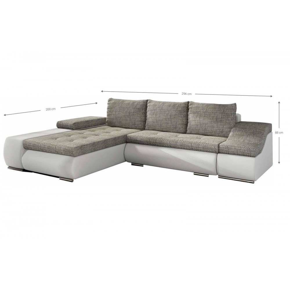 Γωνιακός καναπές Onar-Δεξιά-Λευκό - γκρι 296x200x88