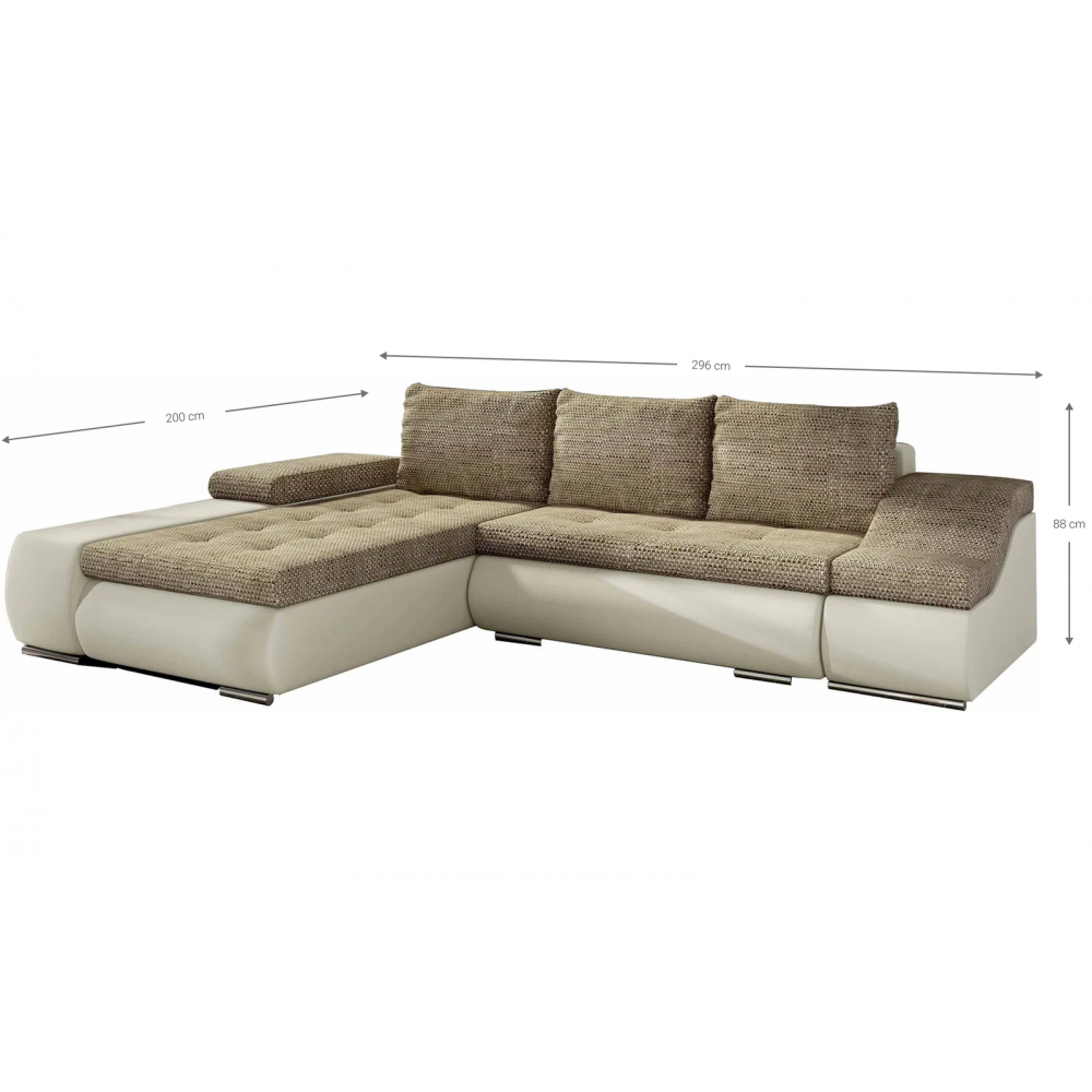 Γωνιακός καναπές Onar-Δεξιά-Μπεζ 296x200x88