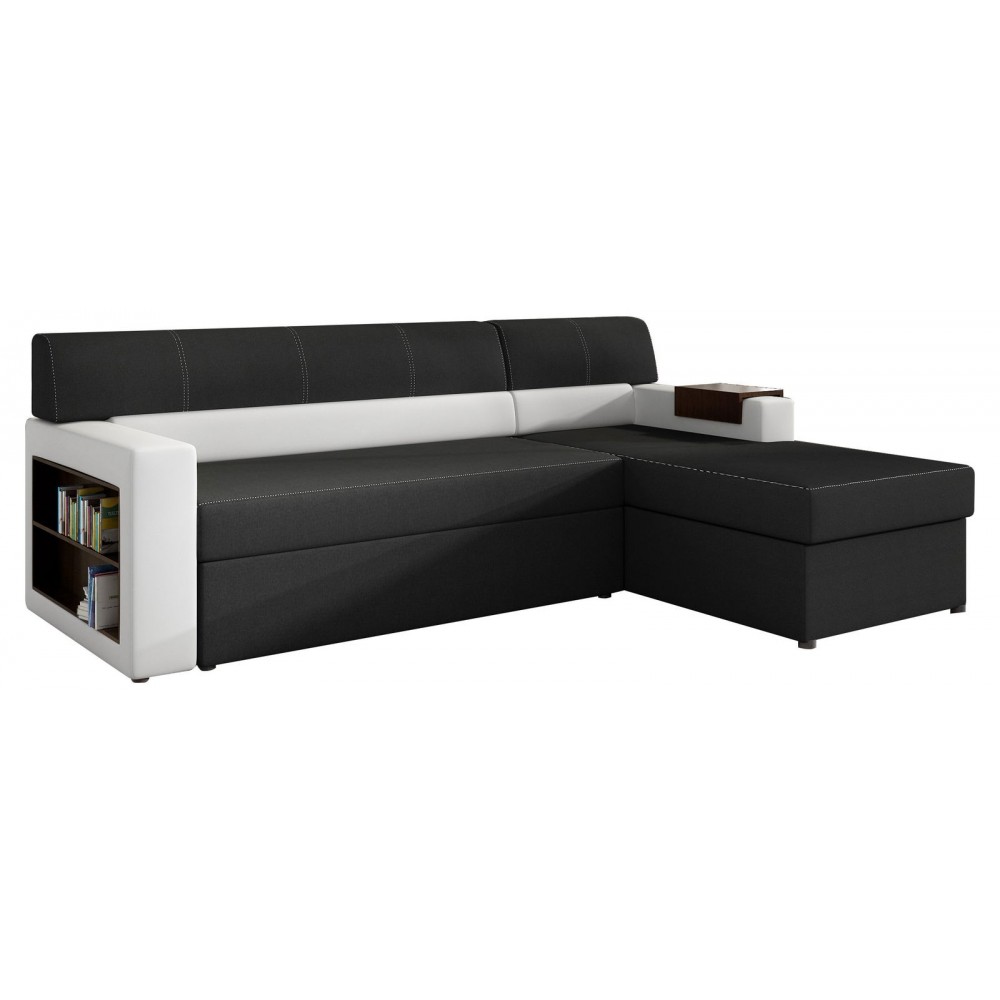Γωνιακός καναπές Radium-Δεξιά-Μαύρο - Λευκό