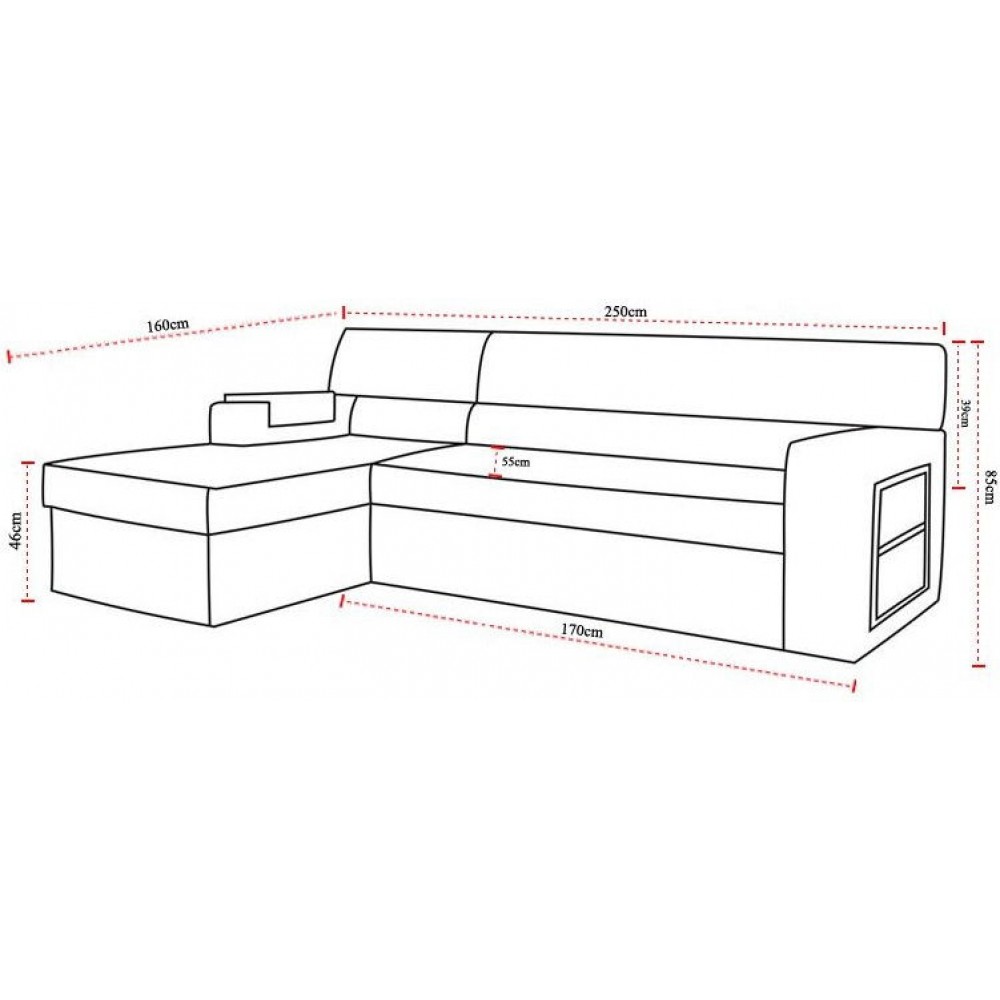 Γωνιακός καναπές Radium-Αριστερή-Μωβ