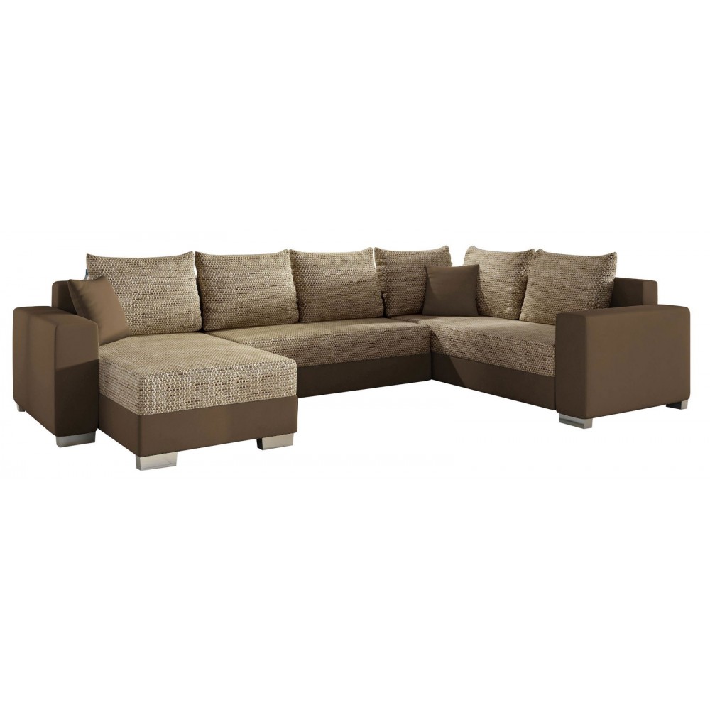 Γωνιακός καναπές Elsa-Αριστερή-Καφέ - Μπεζ