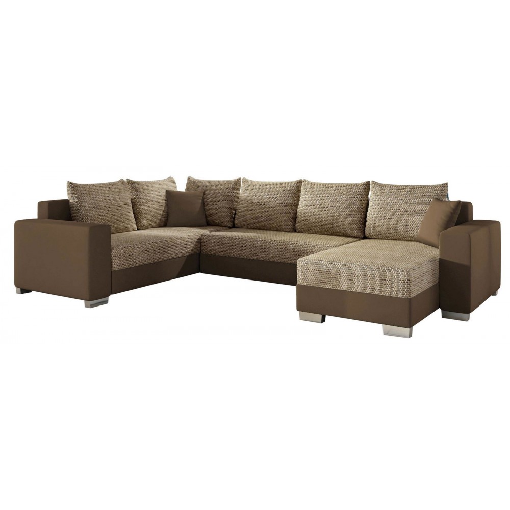 Γωνιακός καναπές Elsa-Δεξιά-Καφέ - Μπεζ