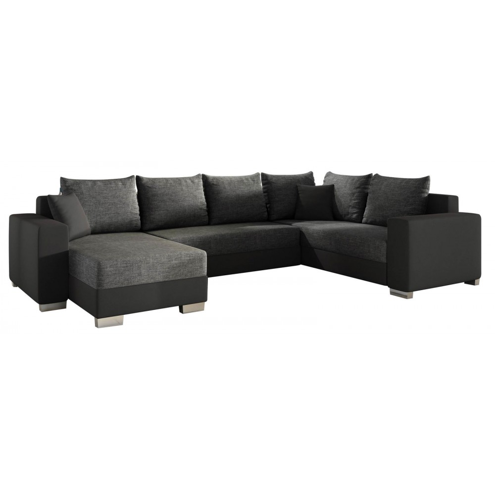 Γωνιακός καναπές Elsa-Αριστερή-Μαύρο - Γκρι