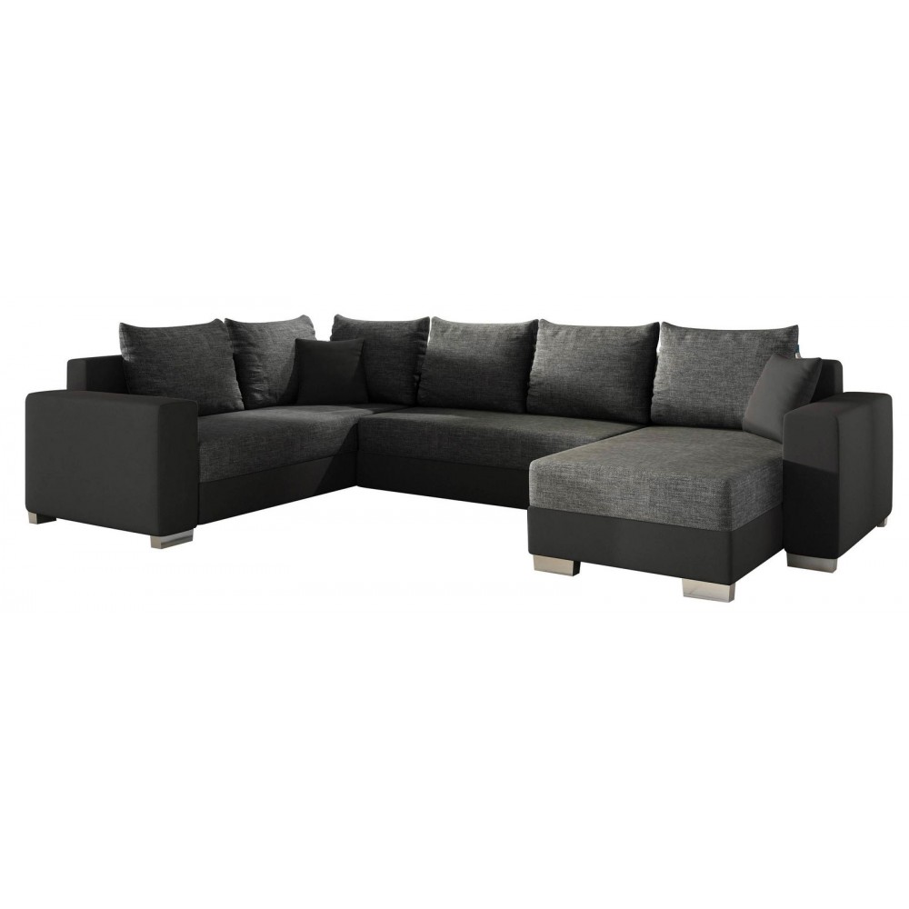 Γωνιακός καναπές Elsa-Δεξιά-Μαύρο - Γκρι