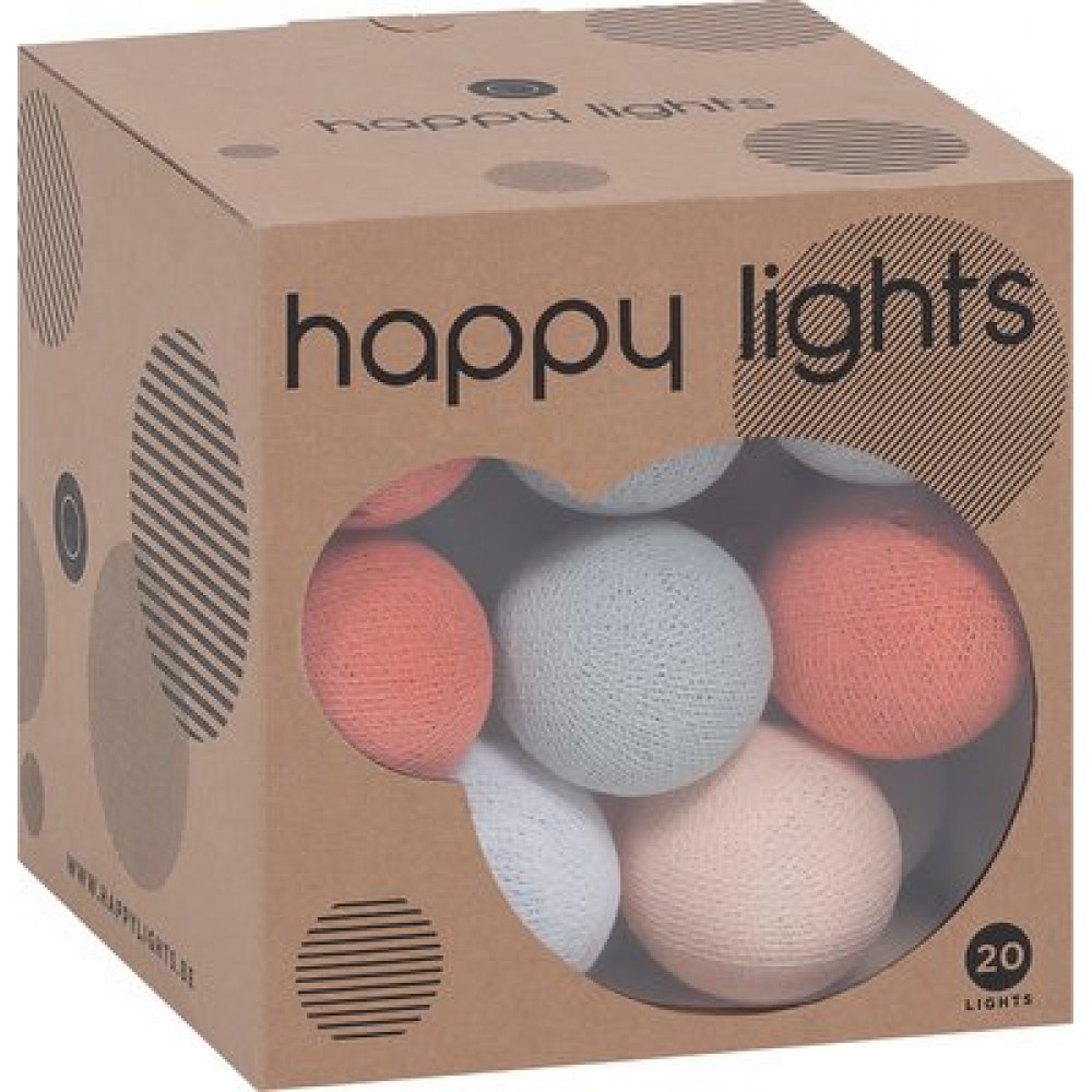 Σετ 20 φωτάκια διακόσμησης Happy-Λευκό - Πορτοκαλί
