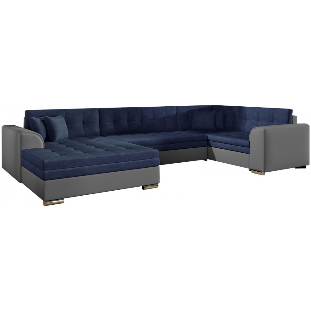 Γωνιακός καναπές Darius-Αριστερή-Μπλε - Γκρι