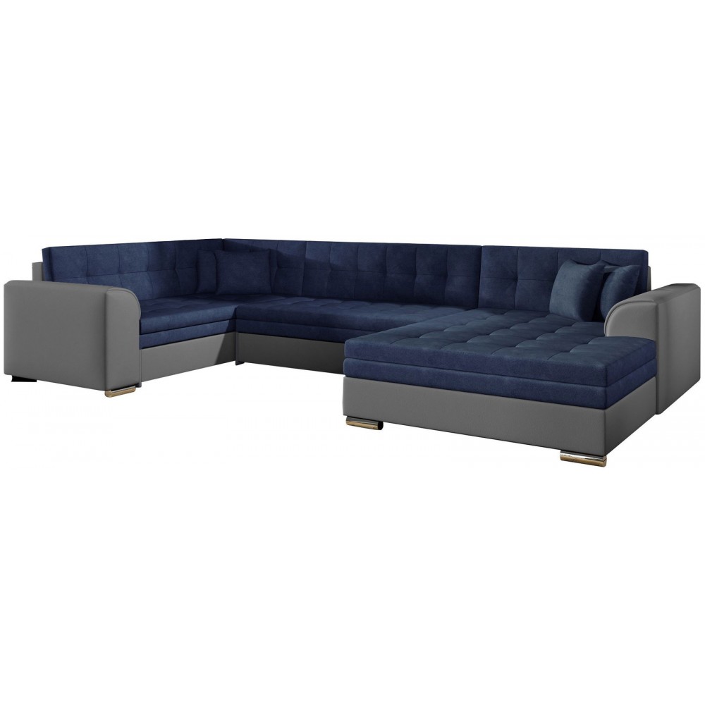Γωνιακός καναπές Darius-Δεξιά-Μπλε - Γκρι