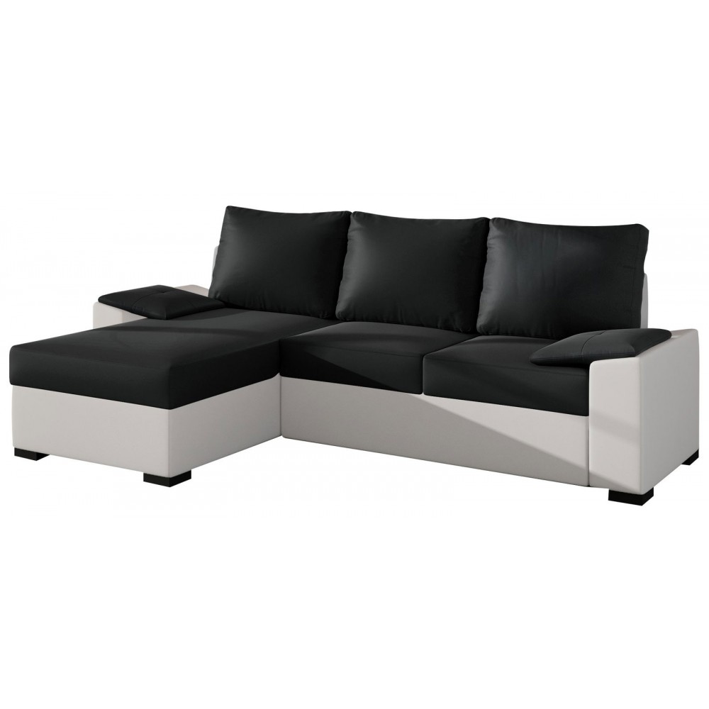 Γωνιακός καναπές Lenon-Μαύρο - Λευκό