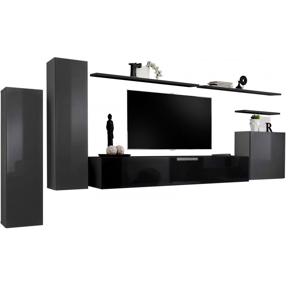 Σύνθετο σαλονιού Swiss I-Γκρι - Μαύρο