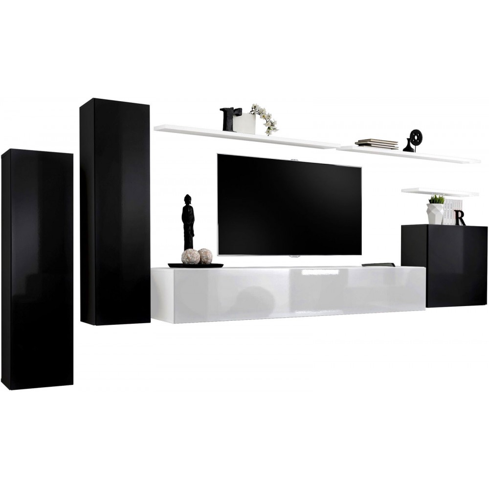 Σύνθετο σαλονιού Swiss I-Μαύρο - Λευκό