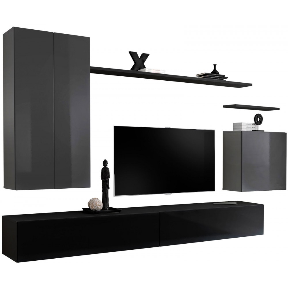 Σύνθετο σαλονιού Swiss II-Γκρι - Μαύρο