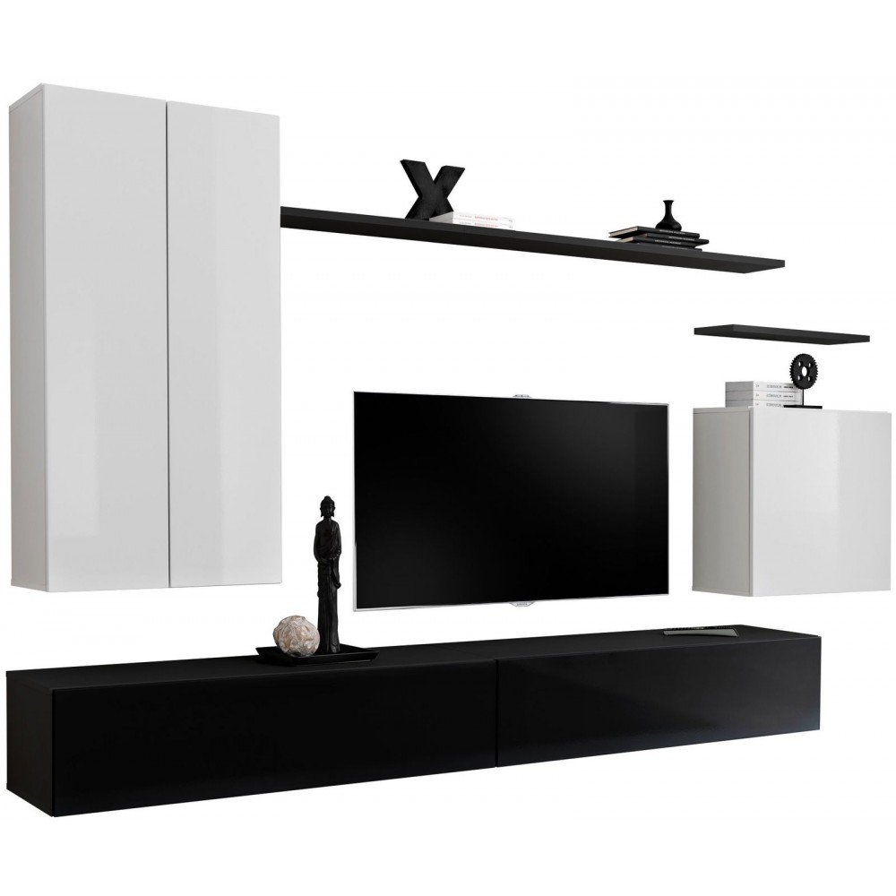 Σύνθετο σαλονιού Swiss II-Λευκό - Μαύρο