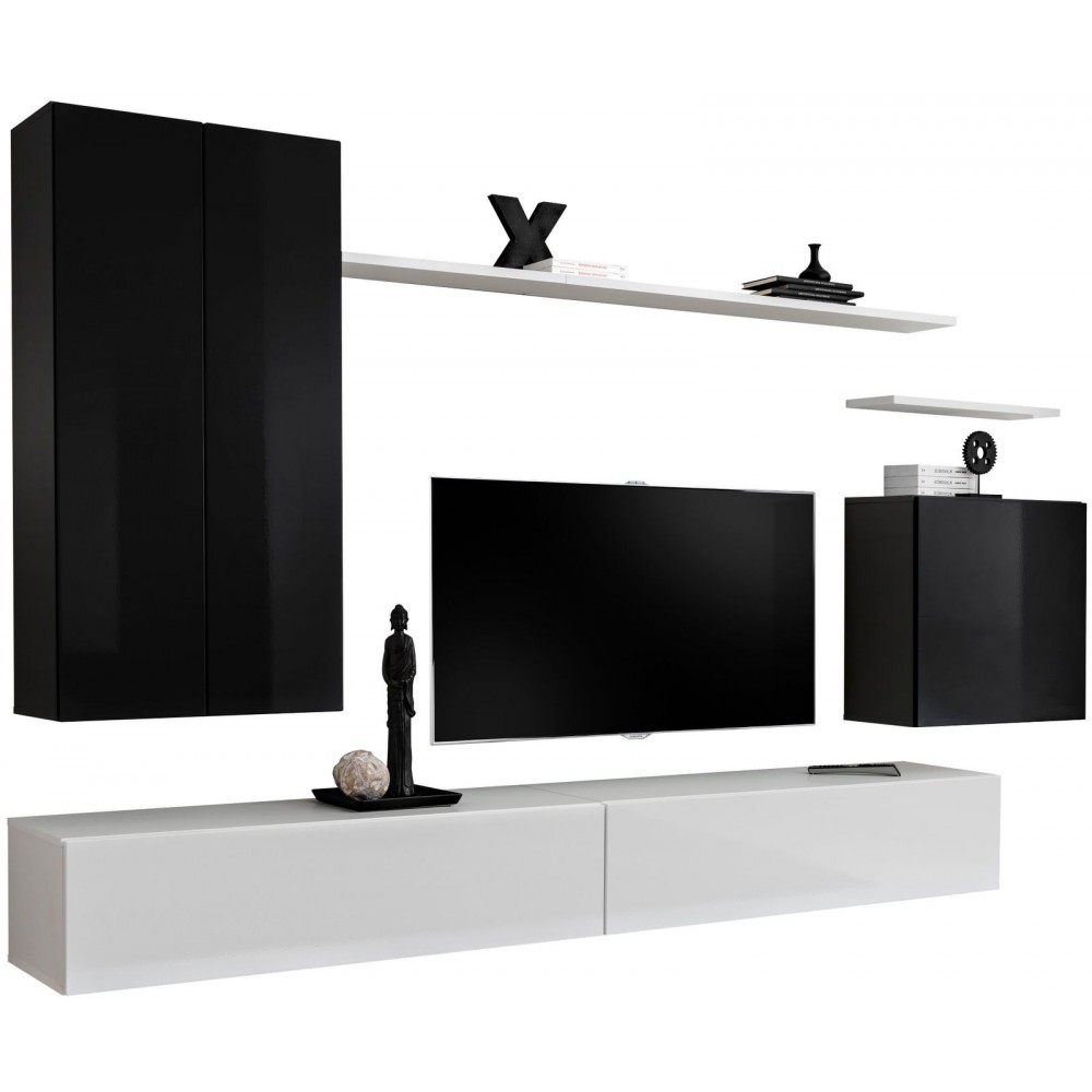 Σύνθετο σαλονιού Swiss II-Μαύρο - Λευκό