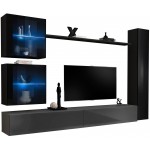 Σύνθετο σαλονιού Swiss XVIII-Μαύρο - Γκρι