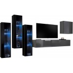 Σύνθετο σαλονιού Swis XIII-Μαύρο - Γκρι