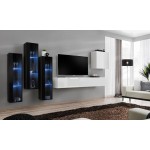 Σύνθετο σαλονιού Swis XIII-Μαύρο - Λευκό