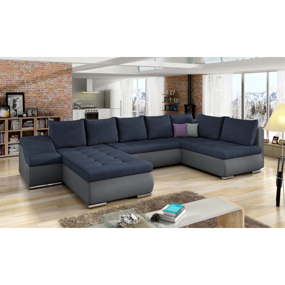 Γωνιακός καναπές Ginny-Γκρι - Μπλε-Αριστερή