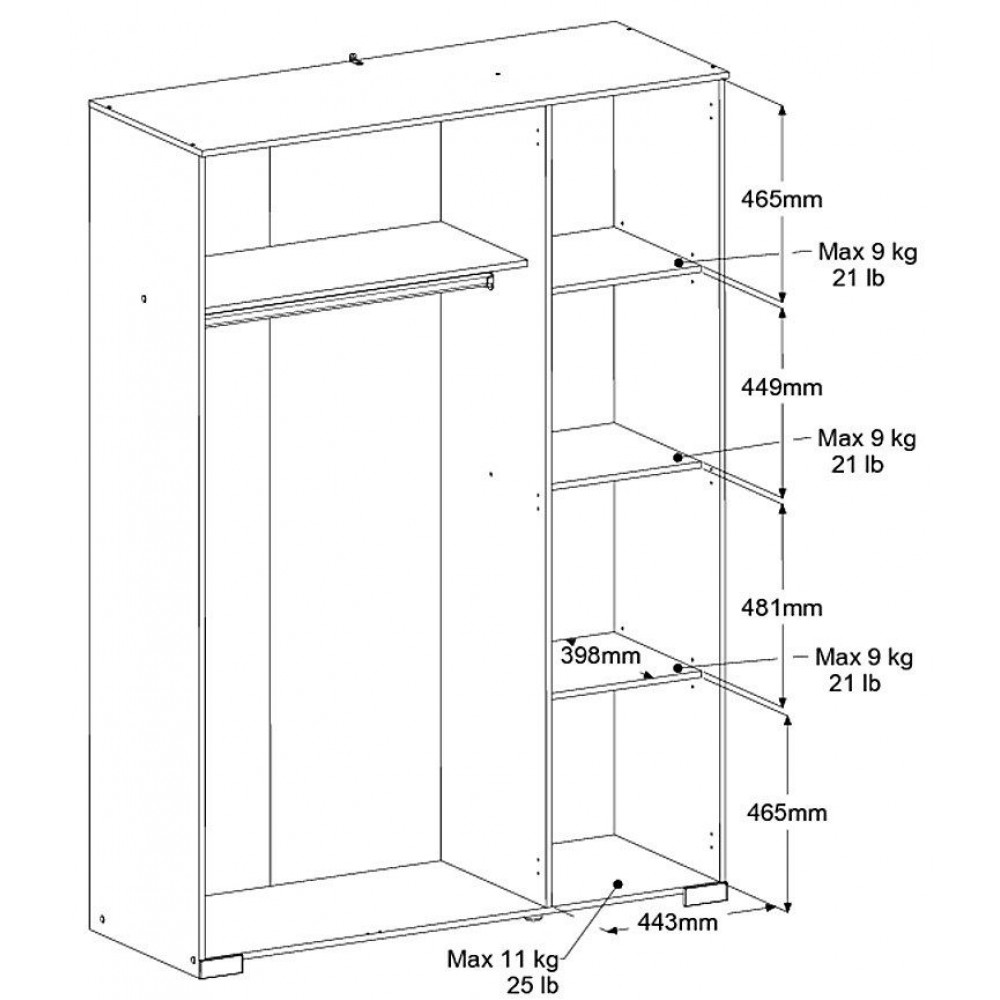 Ντουλάπα Railly τρίφυλλη