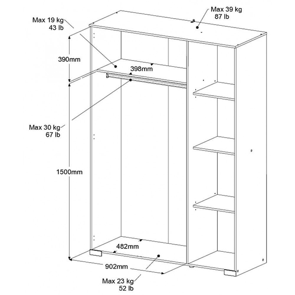 Ντουλάπα Railly τρίφυλλη