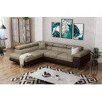 Γωνιακός καναπές Antony-Καφέ - Μπεζ-Αριστερή 275x202x90