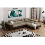 Γωνιακός καναπές Antony-Καφέ - Μπεζ-Δεξιά 275x202x90