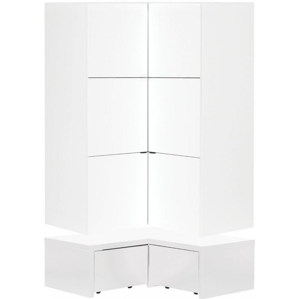 Ντουλάπα Young γωνιακή με συρτάρι-Λευκό