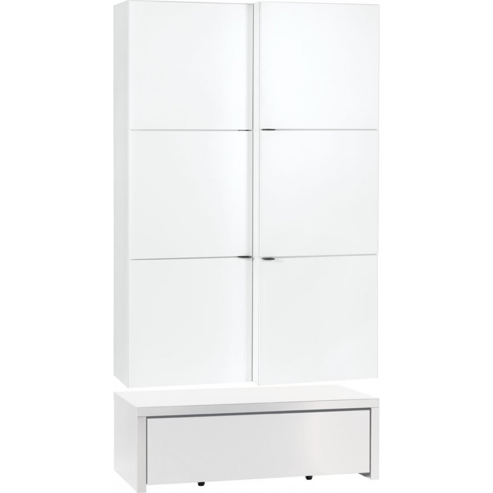 Βιβλιοθήκη Young κλειστή με συρτάρι-Λευκό-107 x 95 x 194 εκ.