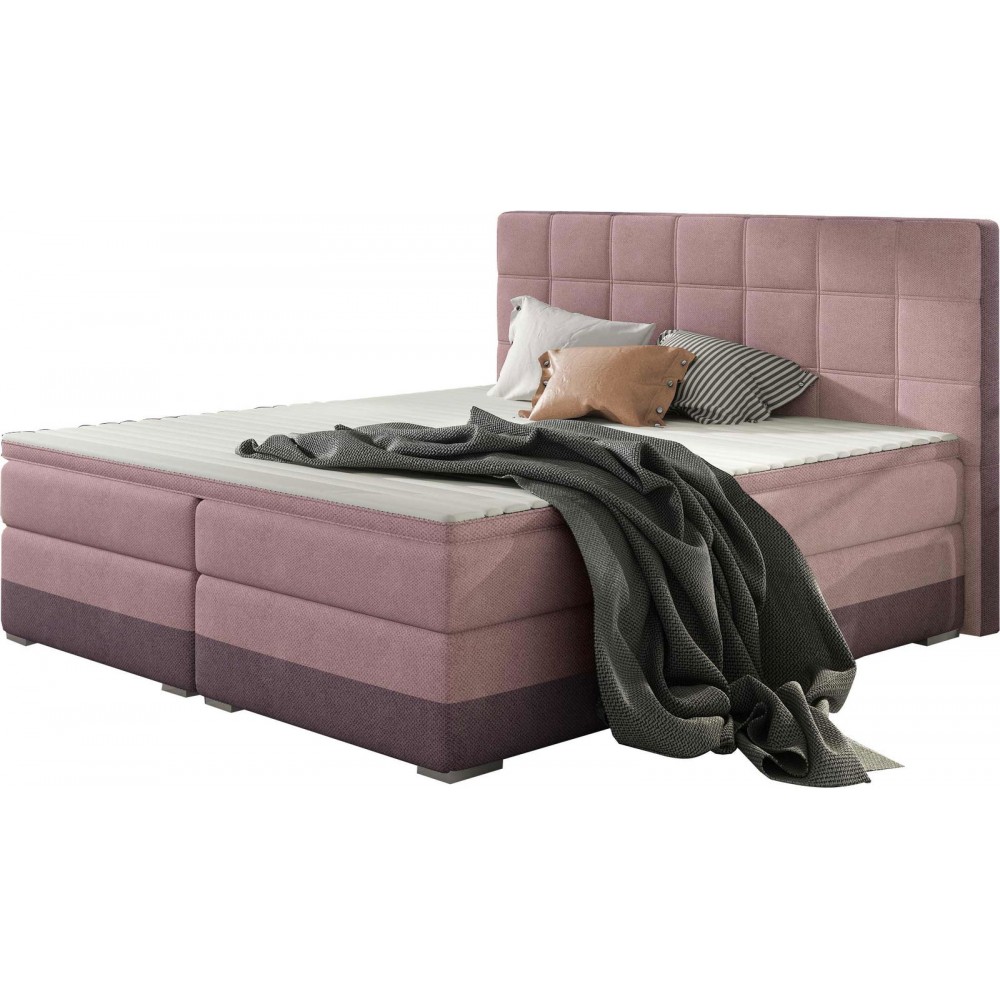 Επενδυμένο κρεβάτι Damascus με στρώμα και ανώστρωμα-160 x 200-Ροζ - Μωβ