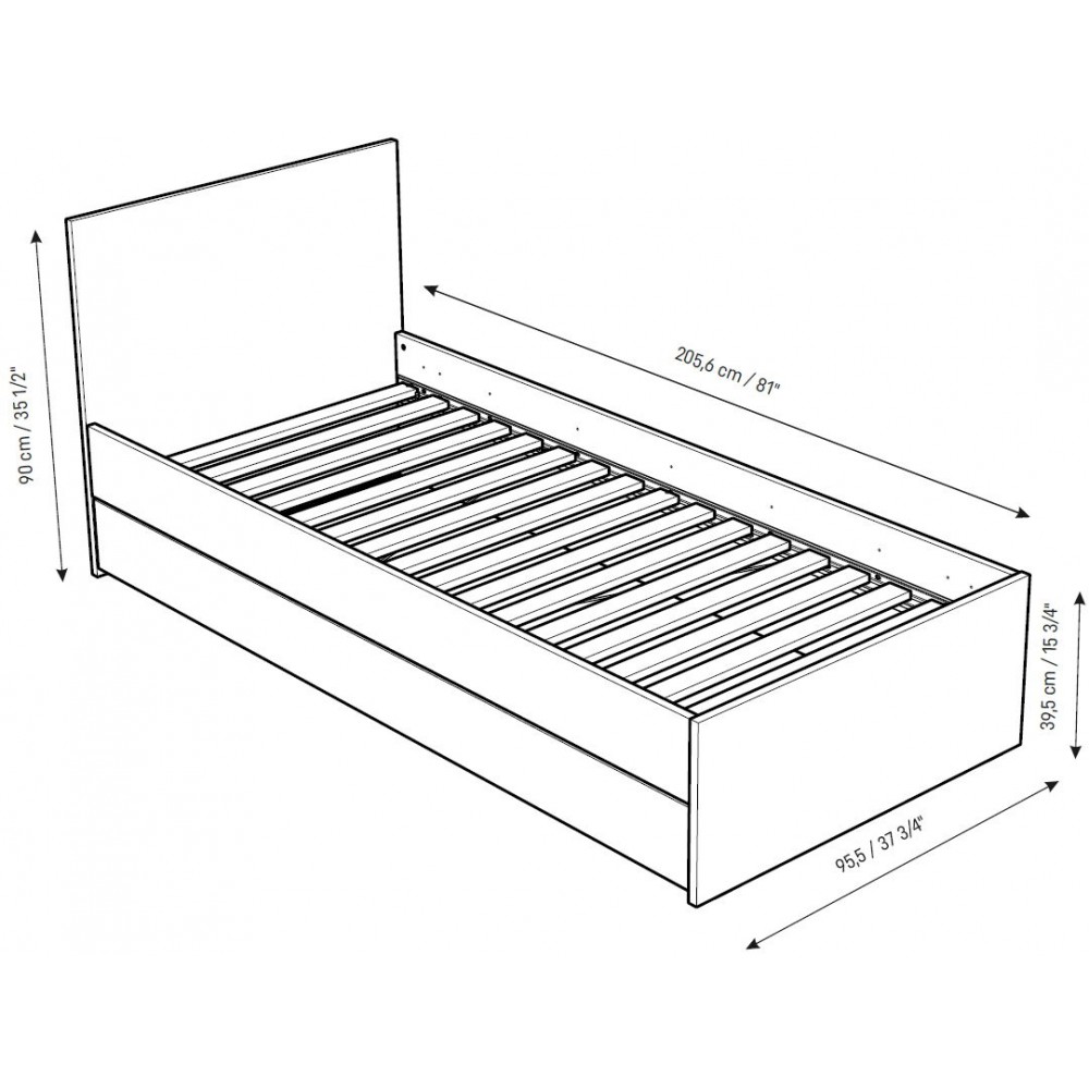 Κρεβάτι παιδικό Simple-Μαύρο - Λευκό