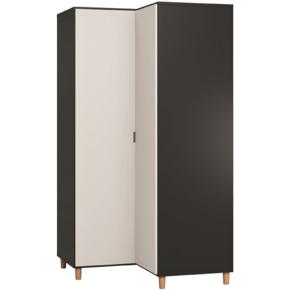 Ντουλάπα Simple γωνιακή-Μαύρο - Λευκό